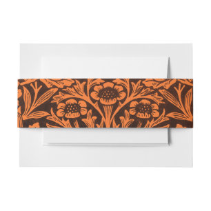 William Morris Vintage Burnt Orange Black Pattern Invitation Belly Band