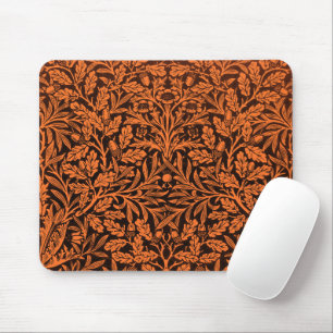 William Morris Vintage Burnt Orange Black Pattern Mouse Pad