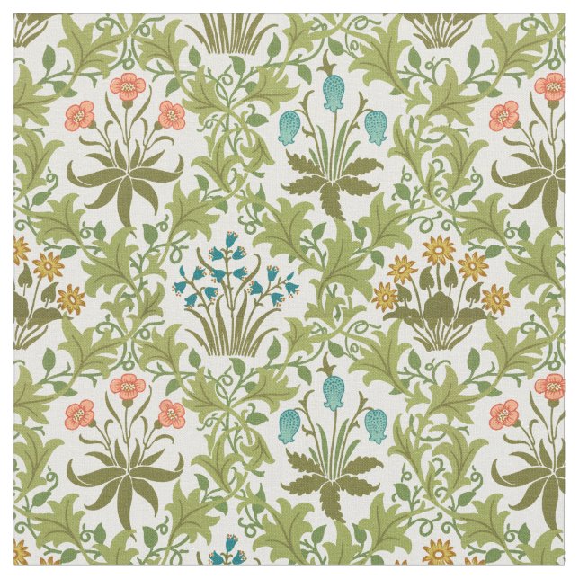 William Morris Vintage Celandine Pattern Fabric (Close Up)