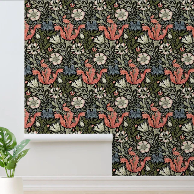 William Morris Vintage Compton Floral Pattern Wallpaper | Zazzle