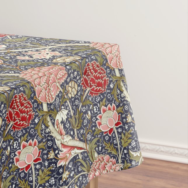 William Morris Vintage Cray Floral Pattern Tablecloth (In Situ)