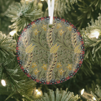 William Morris Vintage Daffodil Pattern Glass Tree Decoration