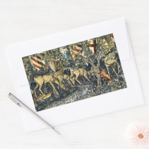 William Morris Vintage Deer & Shields Tapestry Art Rectangular Sticker