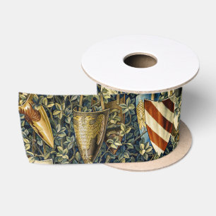 William Morris Vintage Deer & Shields Tapestry Art Satin Ribbon