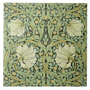 William Morris vintage design, Pimpernel in Green Ceramic Tile
