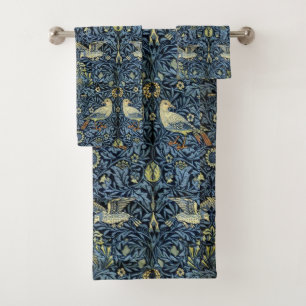 William Morris Vintage Floral Bird  Bath Towel Set