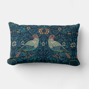 William Morris Vintage Floral Birds Lumbar Cushion