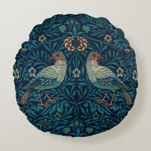 William Morris Vintage Floral Birds Round Cushion
