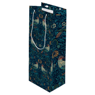 William Morris Vintage Floral Birds Wine Gift Bag