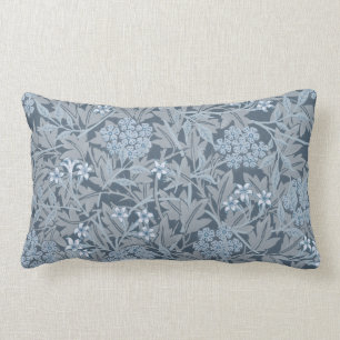 William Morris Vintage Floral Blue Jasmine Lumbar Cushion