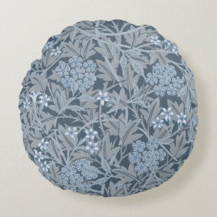 William Morris Vintage Floral Blue Jasmine Round Cushion