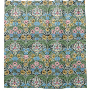 William Morris Vintage Floral Flowers Yellow Blue  Shower Curtain
