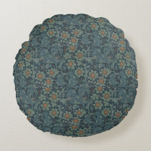 William Morris Vintage Floral Green Blue Orchard Round Cushion