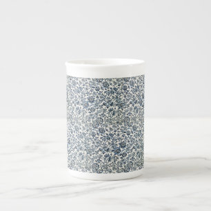 William Morris Vintage Floral Pattern Blue White Bone China Mug