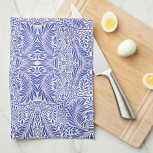 William Morris Vintage Floral Pattern Blue White   Tea Towel