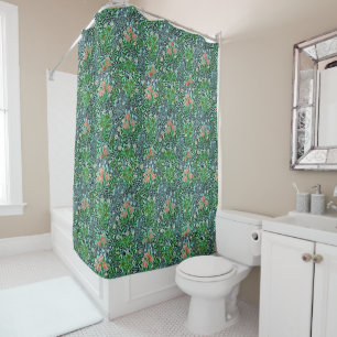William Morris Vintage Floral Pattern Pink Green  Shower Curtain