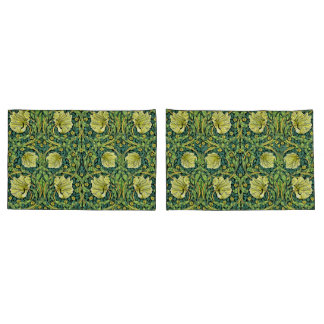 William Morris Vintage Floral Pattern Yellow Green Pillowcase