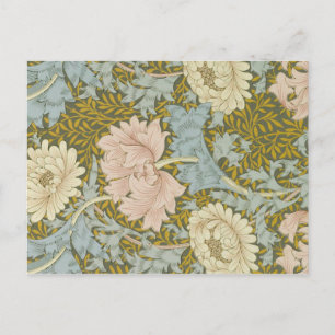 William Morris Vintage Floral Pink Chrysanthemum Postcard