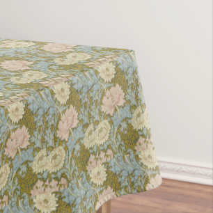 William Morris Vintage Floral Pink Chrysanthemum Tablecloth