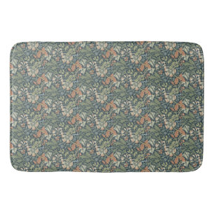William Morris Vintage Floral Pink Green Compton Bath Mat