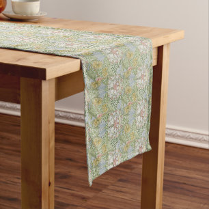 William Morris Vintage Floral Pink Green Myrtle Long Table Runner