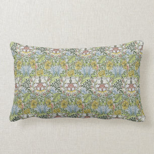 William Morris Vintage Floral Pink Green Myrtle    Lumbar Cushion