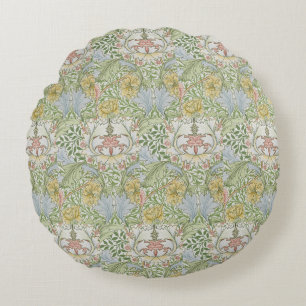 William Morris Vintage Floral Pink Green Myrtle Round Cushion