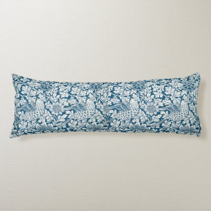 William Morris Vintage Flowers Birds Blue White Body Cushion