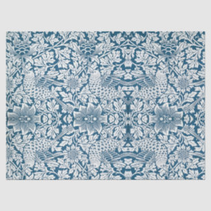 William Morris Vintage Flowers Birds Blue White Tissue Paper