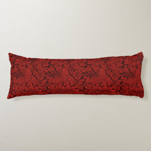 William Morris Vintage Flowers Birds Red Body Cushion
