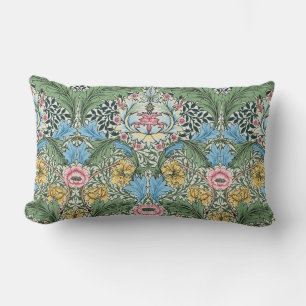 William Morris Vintage Flowers Yellow Blue  Lumbar Cushion