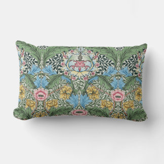 William Morris Vintage Flowers Yellow Blue Lumbar Cushion