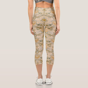 William Morris - Vintage Foliage & Floral Pattern Capri Leggings
