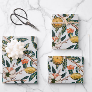 William Morris Vintage Fruit Pomegranate White Wrapping Paper Sheet