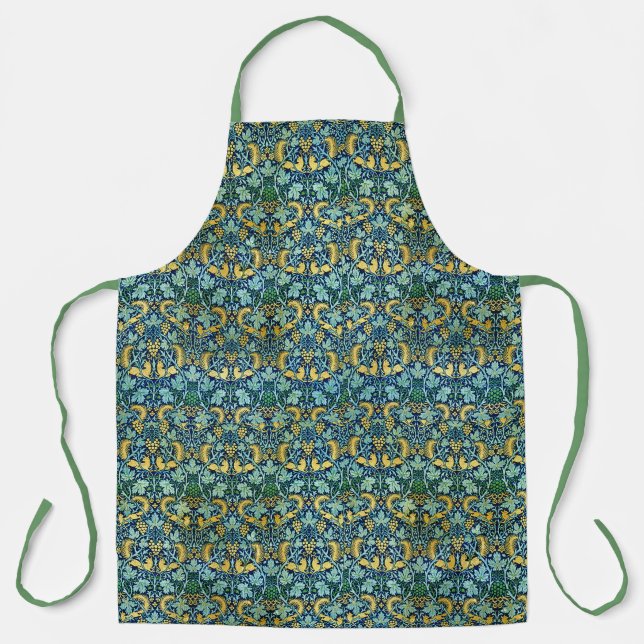 William Morris Vintage Gold Green Blue Apron (Front)