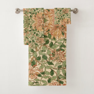 William Morris vintage Honeysuckle Floral pattern Bath Towel Set