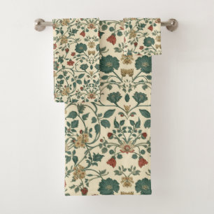 William Morris vintage Honeysuckle Floral Pattern Bath Towel Set