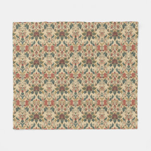 William Morris vintage Honeysuckle Floral Pattern Fleece Blanket