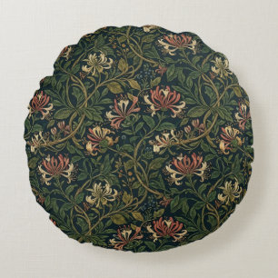 William Morris vintage Honeysuckle Floral pattern Round Cushion