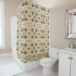 William Morris vintage Honeysuckle Floral Pattern Shower Curtain