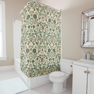 William Morris vintage Honeysuckle Floral Pattern Shower Curtain