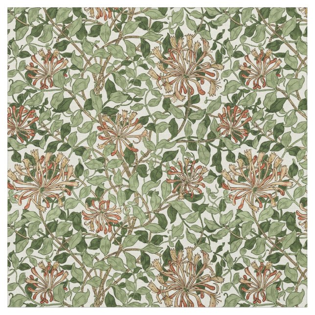 William Morris Vintage Honeysuckle Pattern Fabric (Close Up)