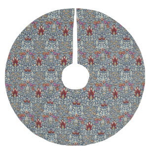 William Morris Vintage Indigo Floral Pattern Brushed Polyester Tree Skirt