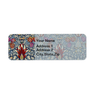 William Morris Vintage Indigo Floral Pattern Return Address Label