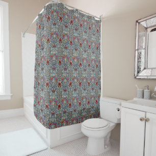 William Morris Vintage Indigo Floral Pattern Shower Curtain