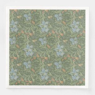 William Morris Vintage Leaves Floral Bird Iris Napkin