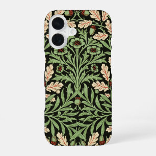 William Morris Vintage Oak Black Red Pattern iPhone 16 Case