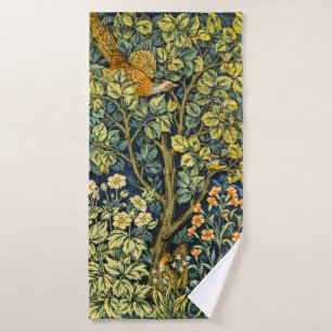 William Morris Vintage Pheasant Squirrel Flower Bath Towel