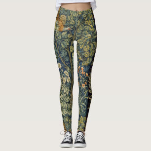 William Morris Vintage Pheasant Squirrel Flower Leggings