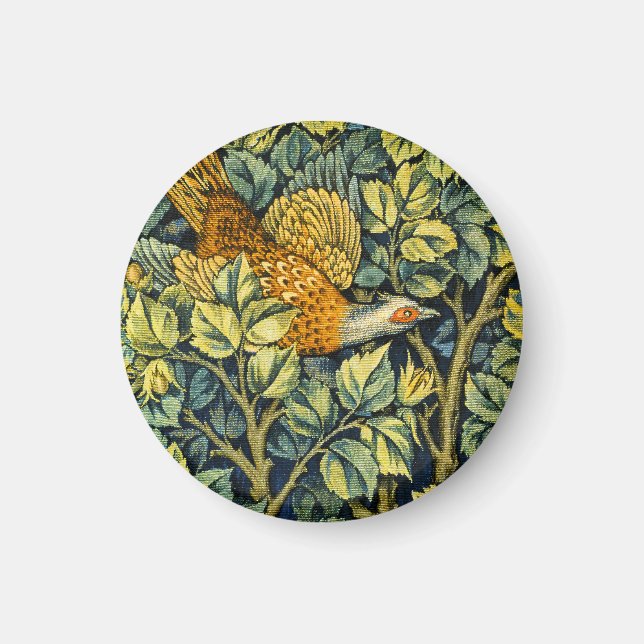 William Morris Vintage Pheasant Squirrel Flower Magnet (Front)